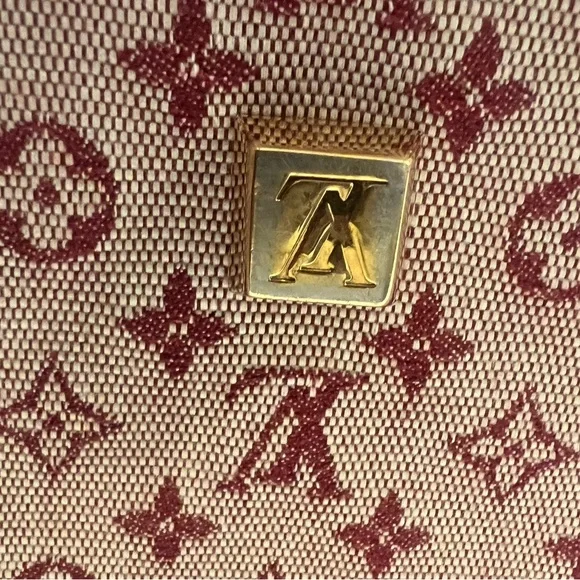 Louis Vuitton Pink Denim with Burgundy Travel Bag with Iconic Monogram - Picture 7 of 9
